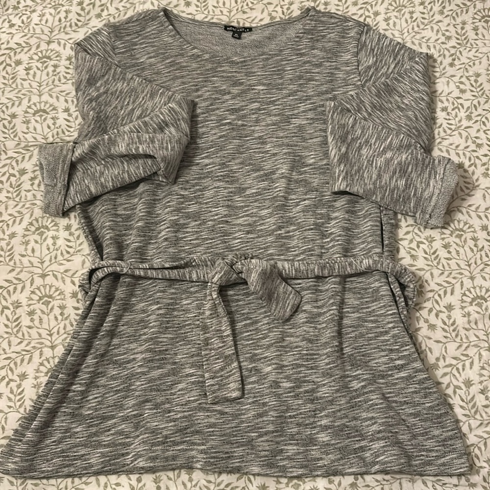 JCrew Mercantile Marled Gray Tunic with Tie, Sz XL, Barely Worn!